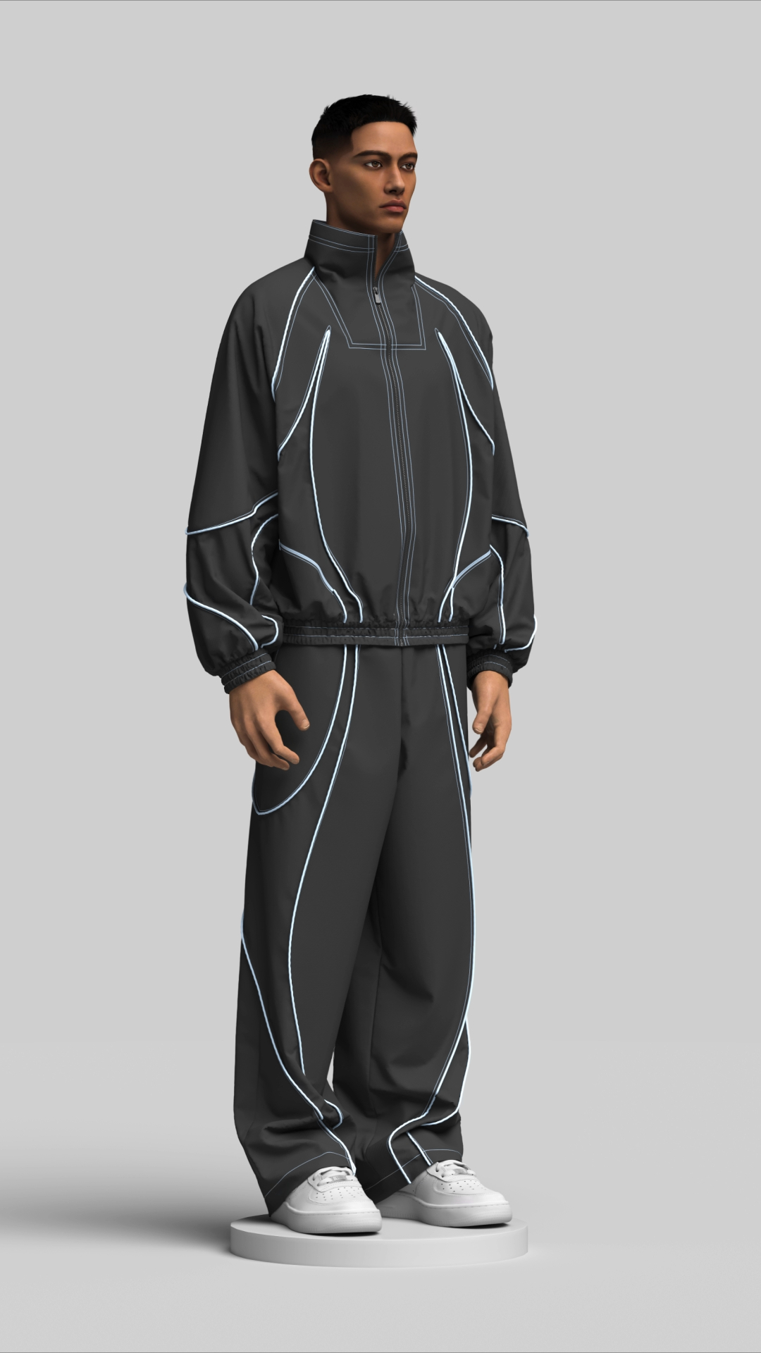 3D oversized Tracksuit digital fashion concept design