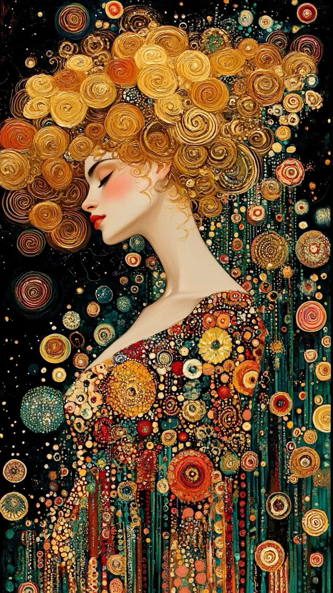 Gustav Klimt Inspired Female Portrait Painting