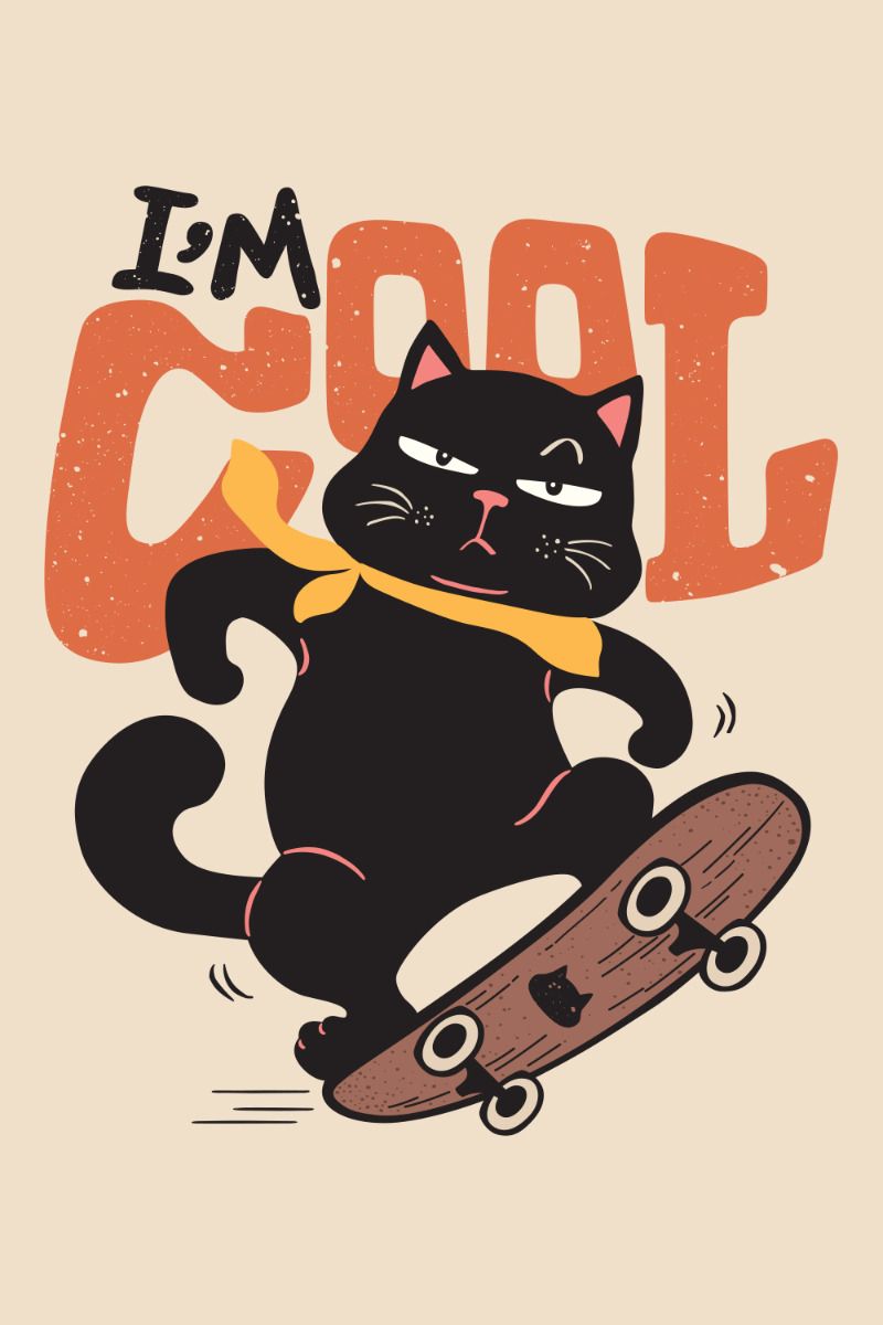 Black Cat on Skateboard