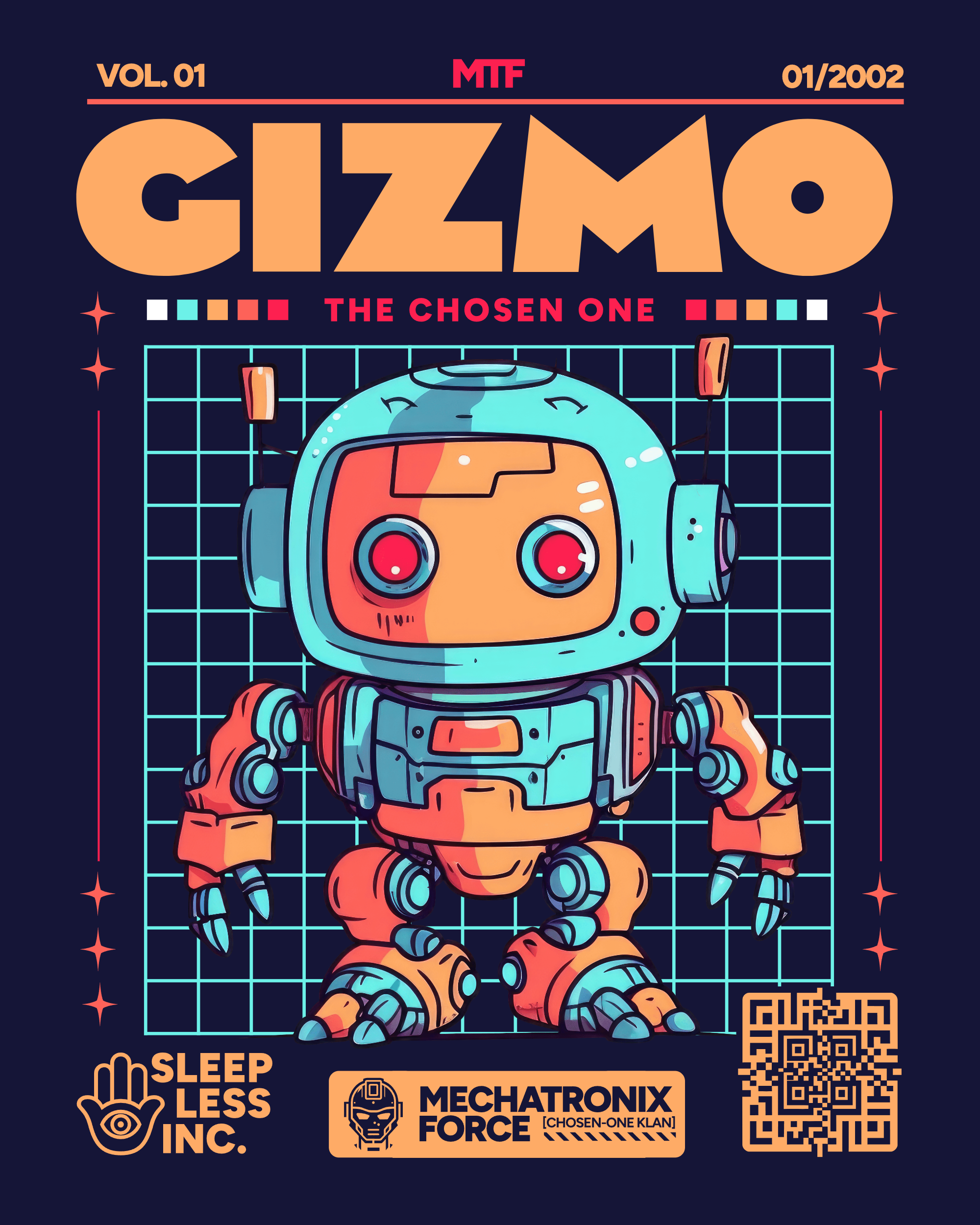 Editable Gizmo Mecha  T-shirt Design Template