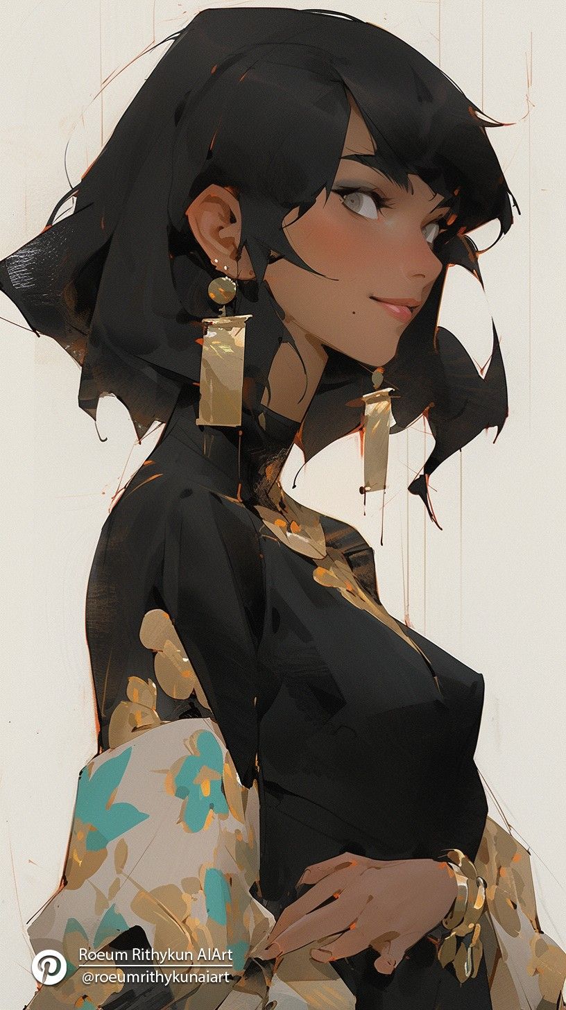 Beautiful lady in black dress