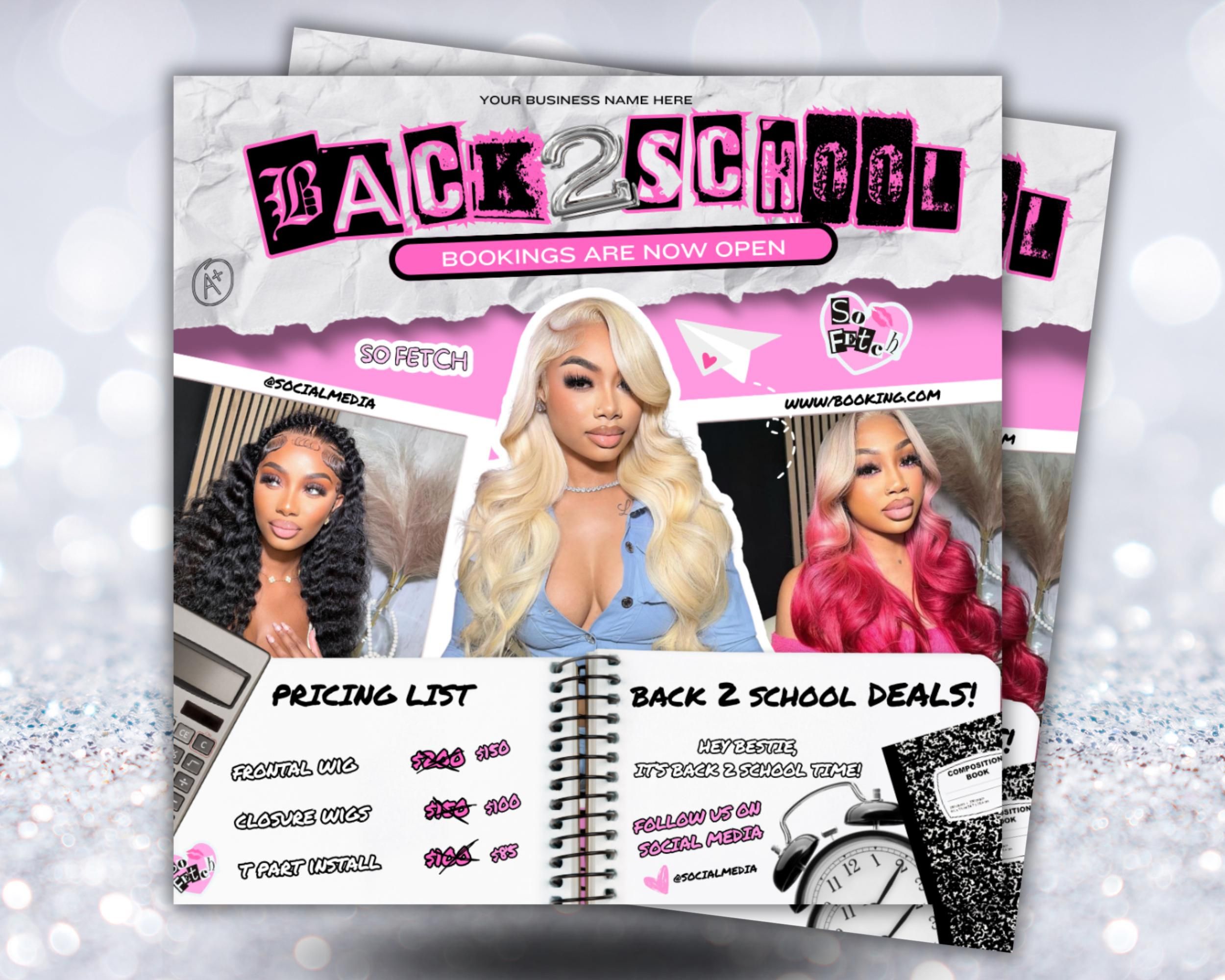 Back to School Booking Flyer, Back 2 School, August Booking, Hair Booking, Nails, Makeup, Hair, Lashes, Beauty Booking Flyer, School Flyer