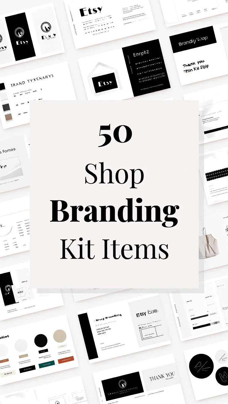 Minimal Black and White Etsy Branding Kit for Etsy Sellers Professional Shop Identity