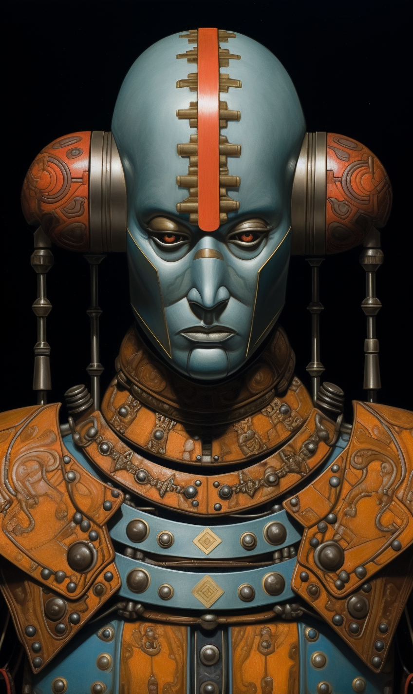 a close up of a statue of a person wearing a helmet