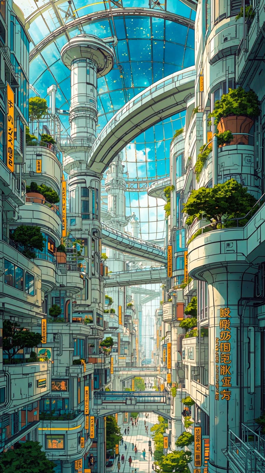 futuristic TOKYO city, linework illustration / Ai generated.