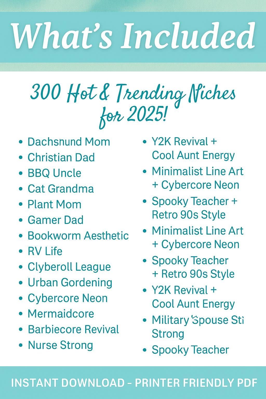 Liste de niche d’impression à la demande : 300 idées de POD tendance (PDF)