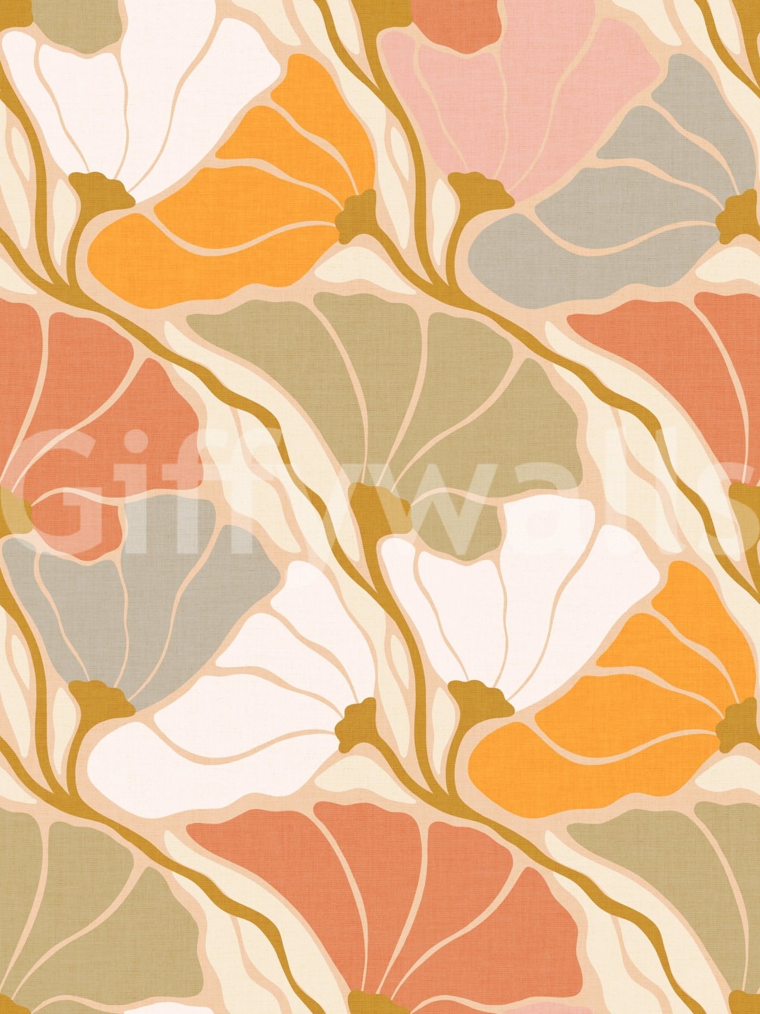 Art Nouveau Botanica Fan Flow – Cosy Blooms Wallpaper⁠ – Premium Paper – Sample / Custom