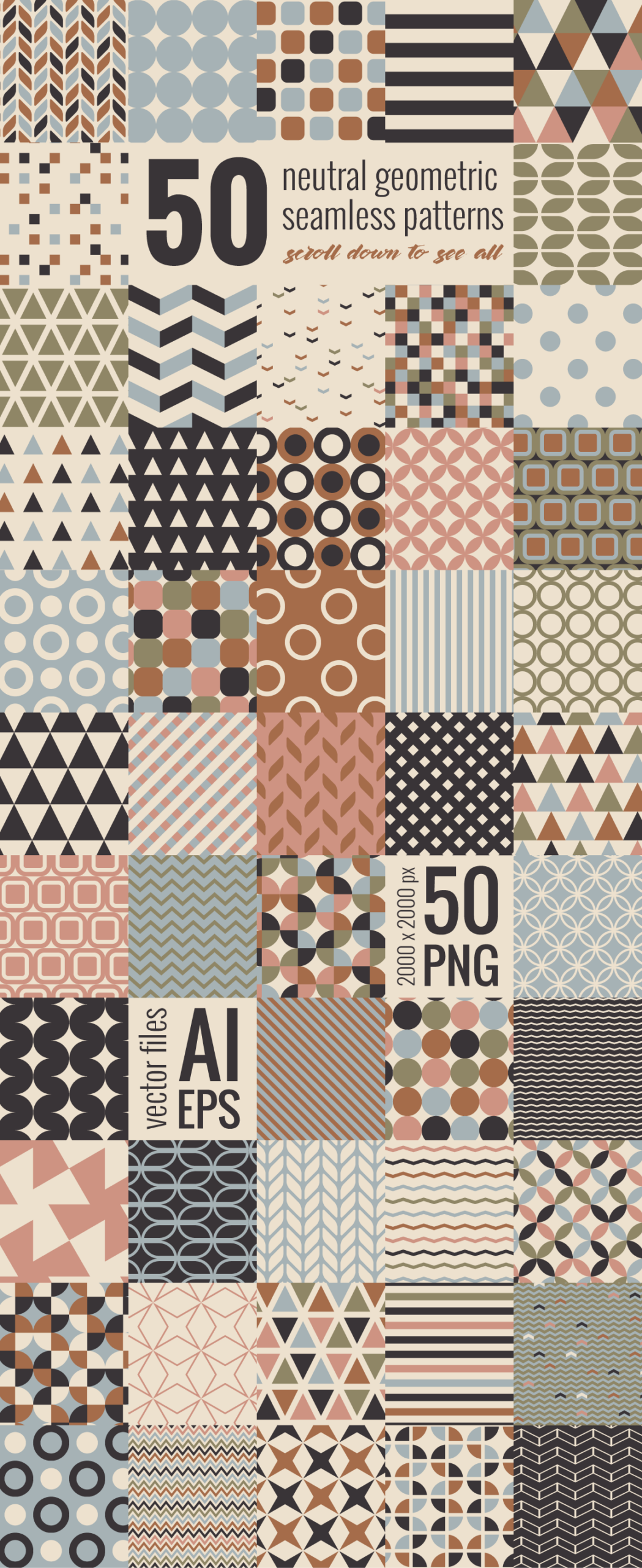 Minimal Geometric Patterns Bundle | WBS Design