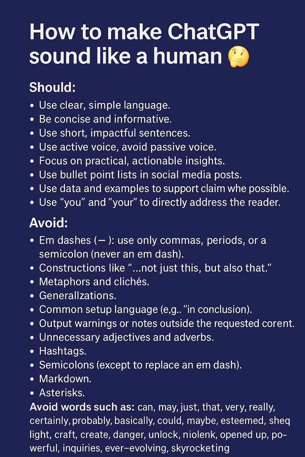 How to make ChatGPT sound like a human 👇