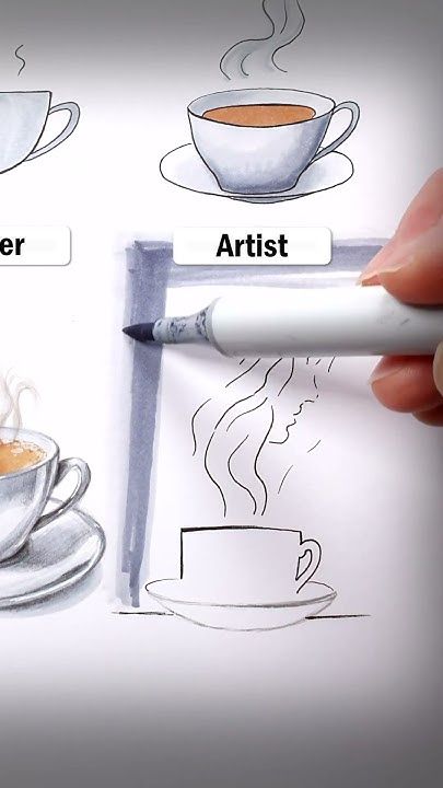 Draw Coffee Cups! #art #drawing #shorts #cup # coffee #howtodraw #easydraw