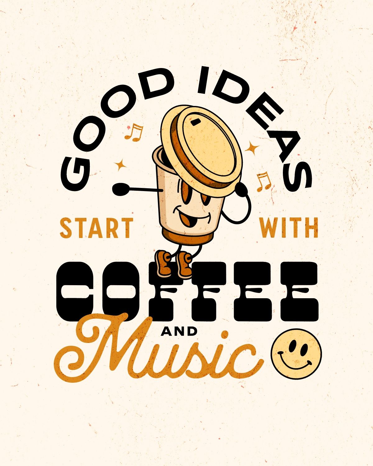 Retro Coffee Cup Mascot T-Shirt Design