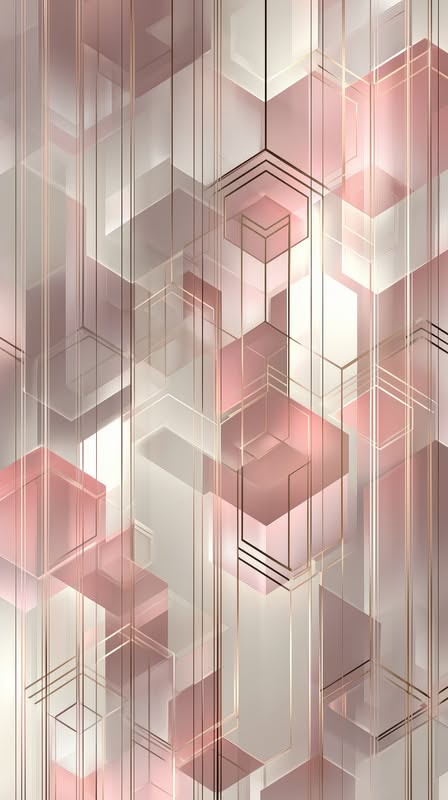 Rose gold geometric patterns on cream background – modern metallic design