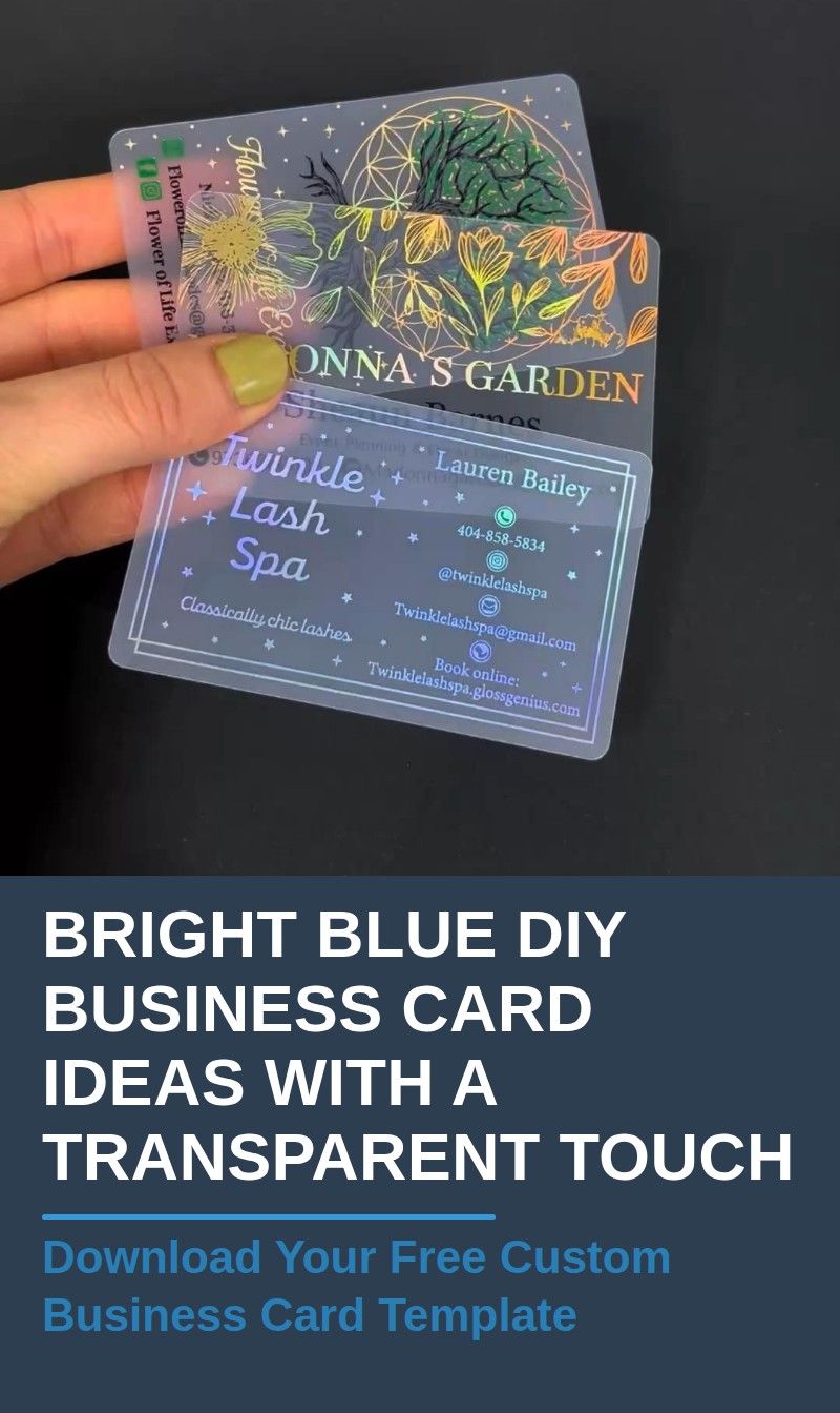 Bright Blue DIY Business Card Ideas with a Transparent Touch