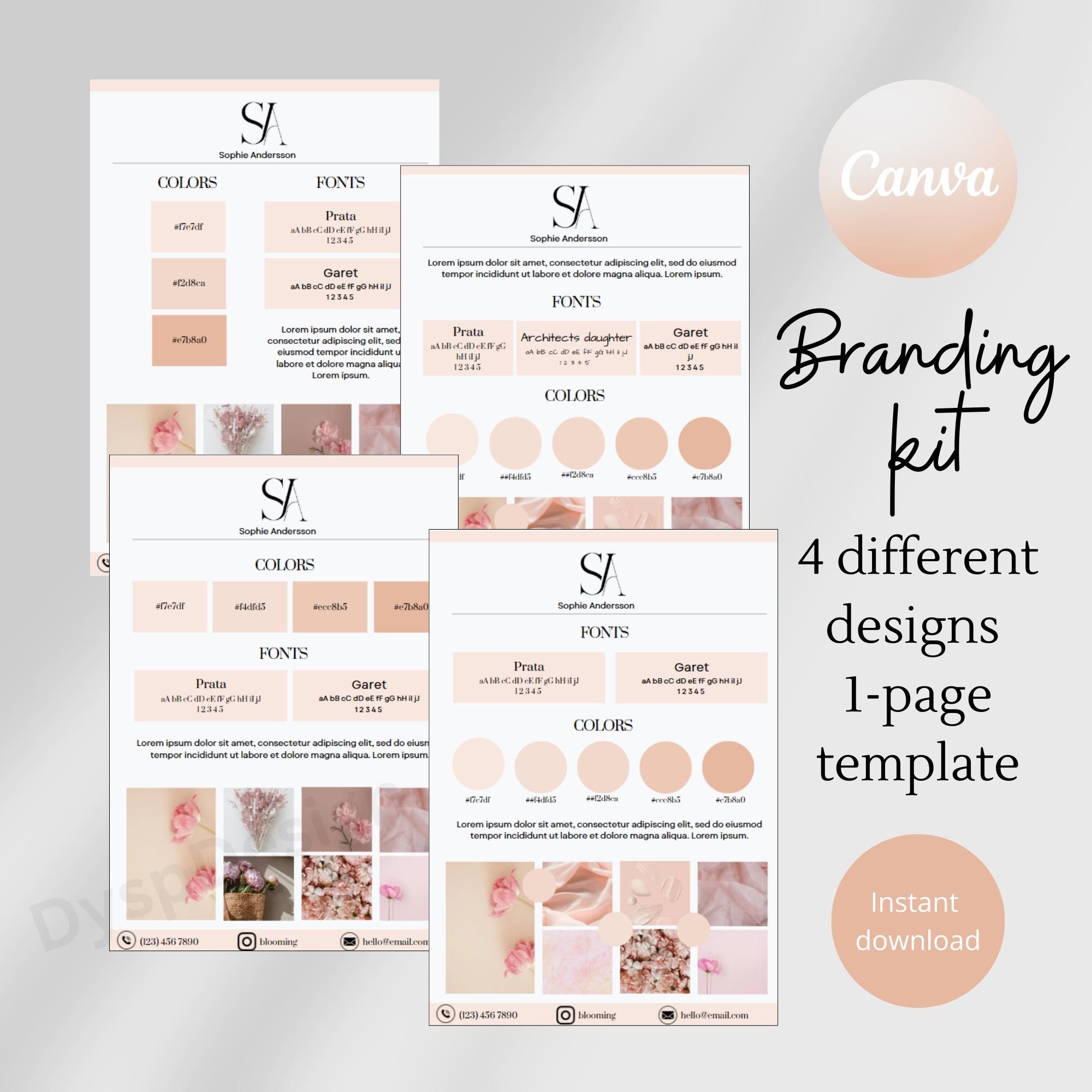 Modèle de kit de marque Modèle de tableau de marque Canva Kit de marque préfabriqué Modèles de kit de marque modifiable Tableau d’ambiance professionnel modifiable