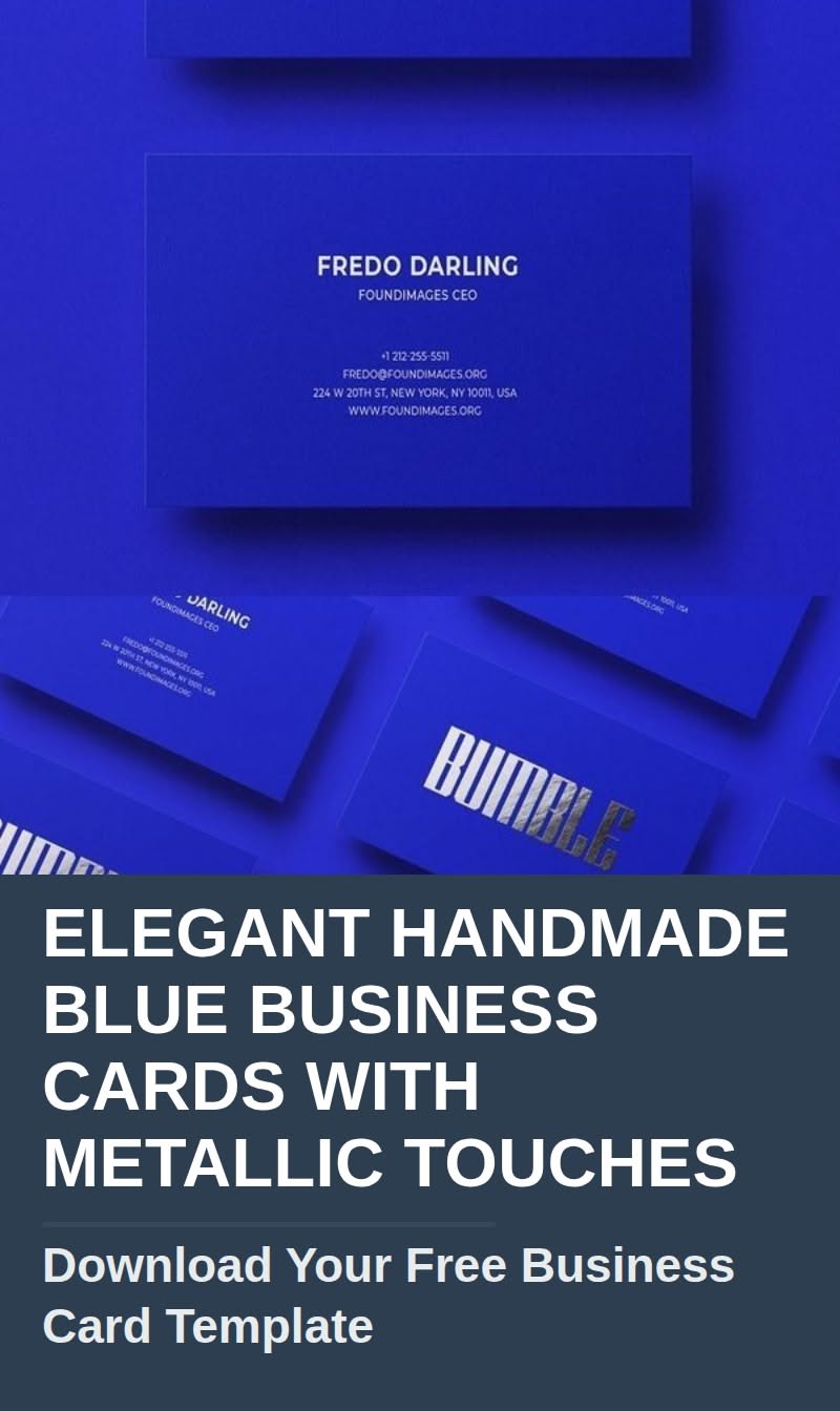 Elegant Handmade Blue Business Cards with Metallic Touches