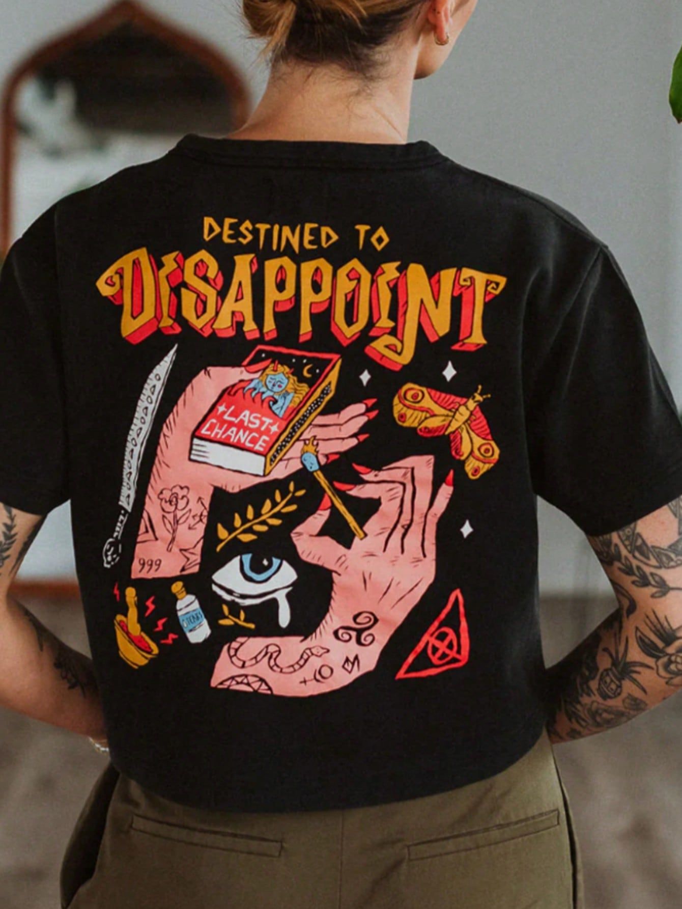 Camiseta de manga corta con estampado de dibujos animados, moda callejera y de hip-hop Y2K para mujer, adecuada para festivales de música, reuniones y fiestas, para usar durante todo el año