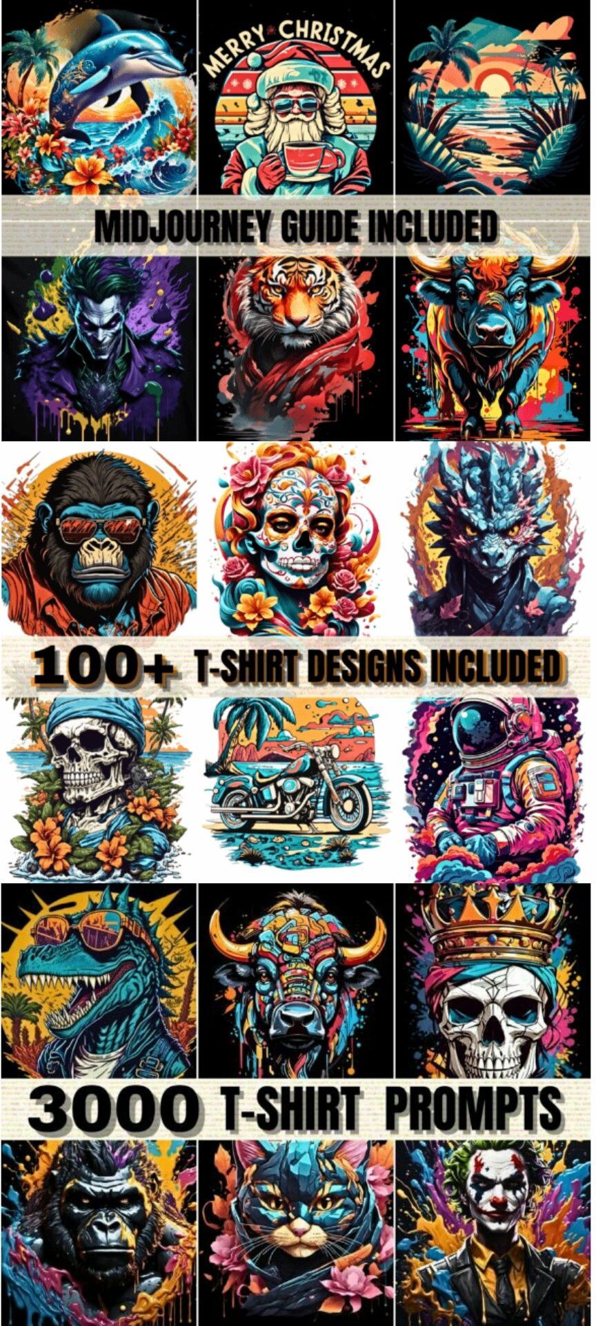 3000 T-shirt Designs Midjourney Prompts
