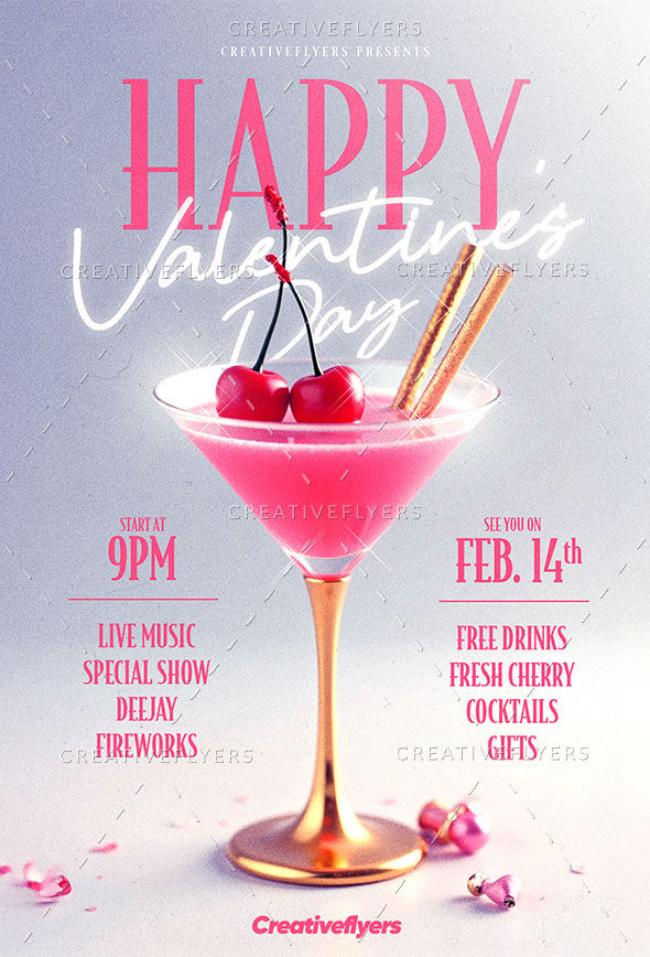 Festive Valentine Card Design Poster – Creative Flyers