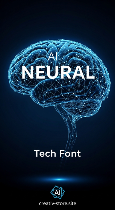 Neural Connected AI Network Font | Tech Branding