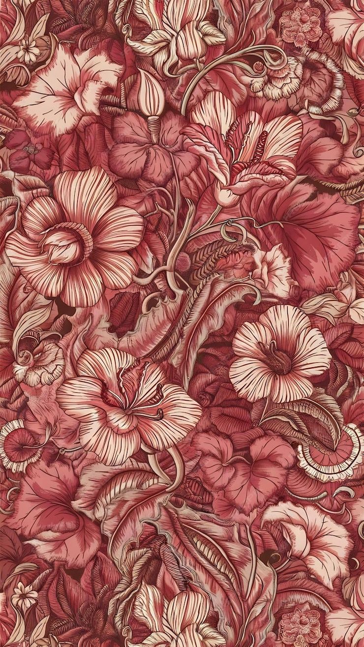 Line art flower pattern seamless texture wallpaper floral ornamental background vintage design | Premium AI-generated image