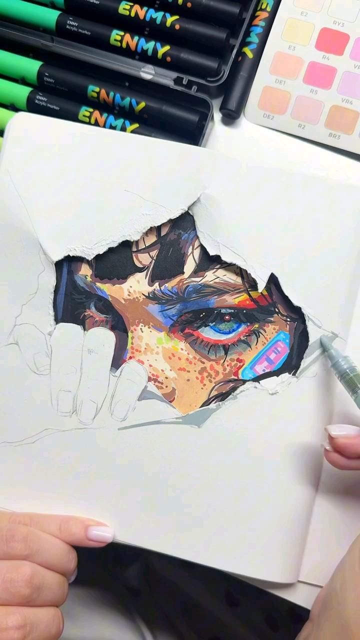 3D Optical Illusion Drawing with Shadows and Color Depth