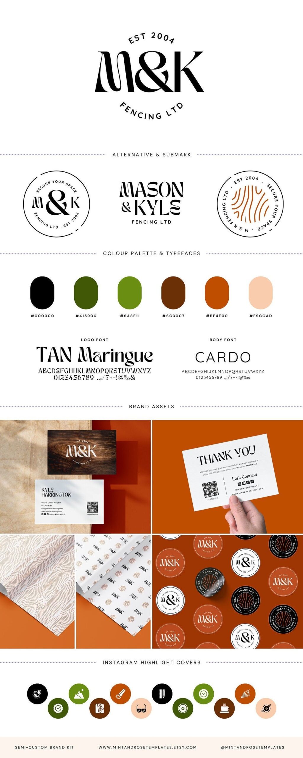 Semi-Custom Brand Kit, Shop Logo, Company Logo Design, Pre-made Wood Logo Brand, Semi-Custom Logo Set, Custom Brand Identity Kit