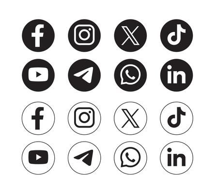 Download set of popular social media icons
