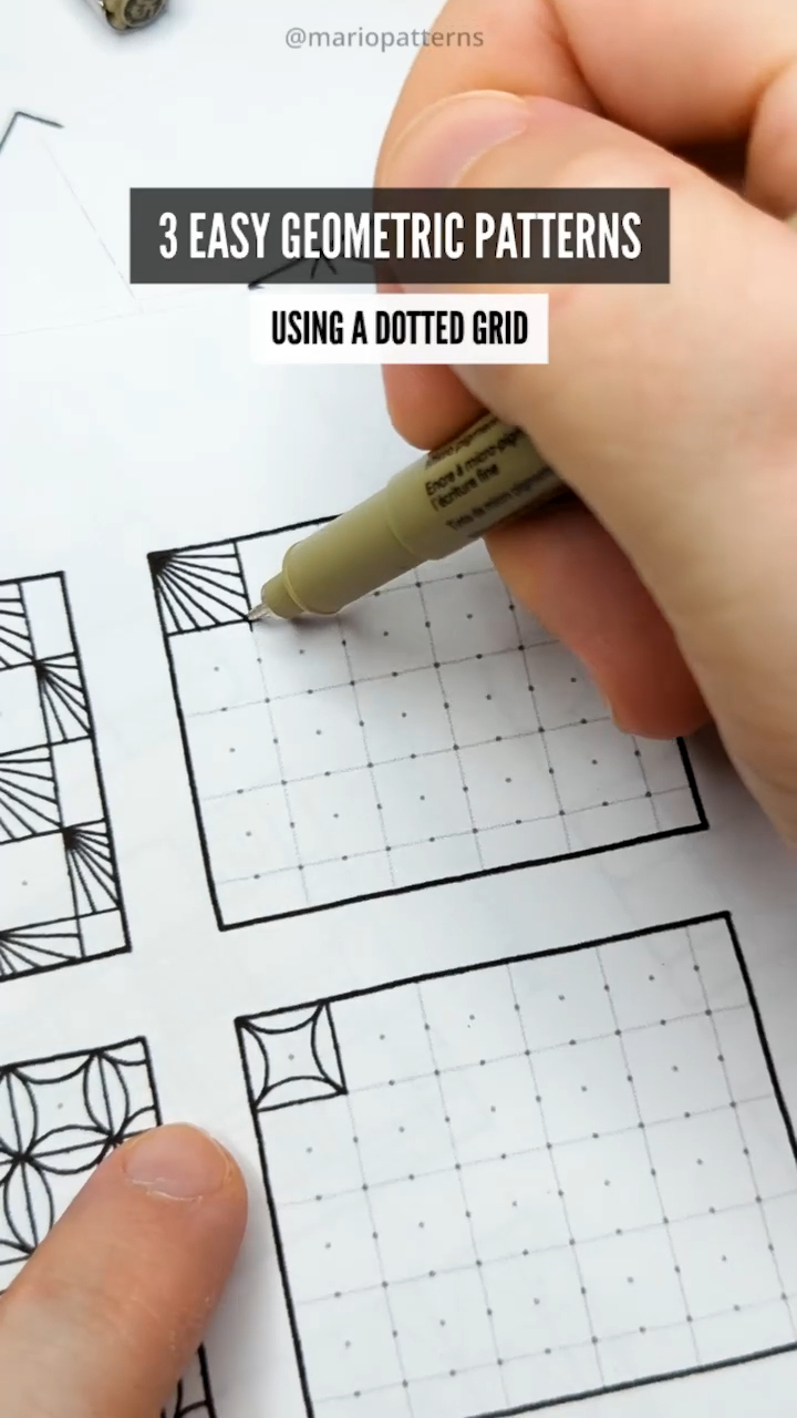 How to draw easy geometric and abstract doodles – Satisfying pattern art timelapse
