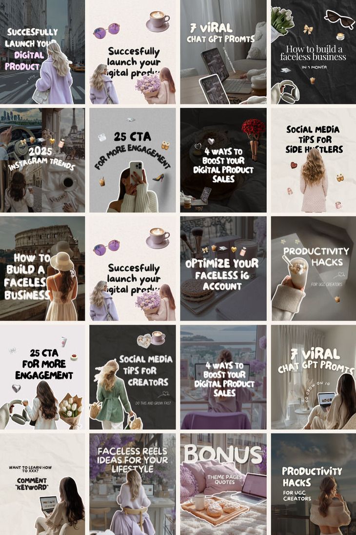 Social Media Templates I 100+ Viral Aesthetic Instagram Carousel Bundle