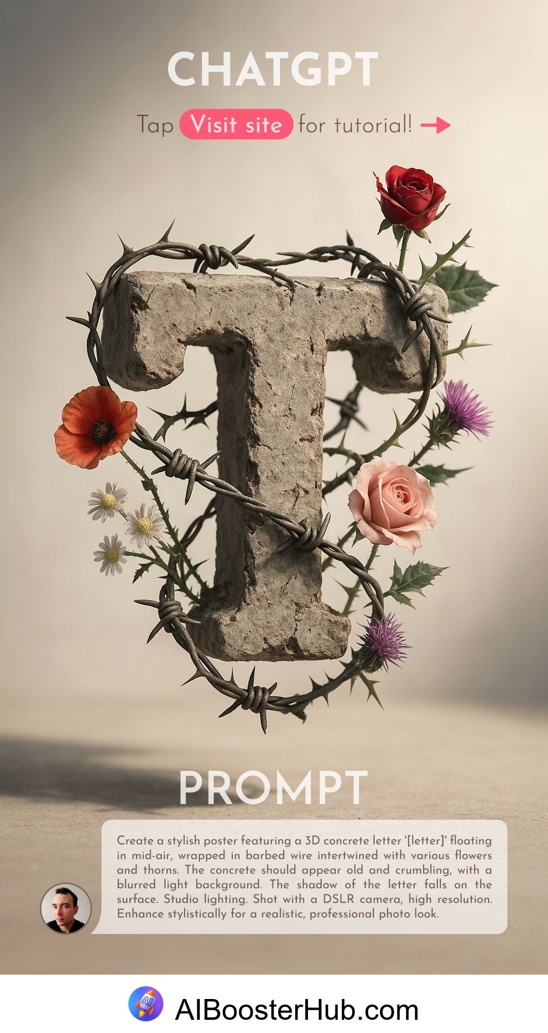 ChatGPT prompt: Concrete Text & Barbed Wire