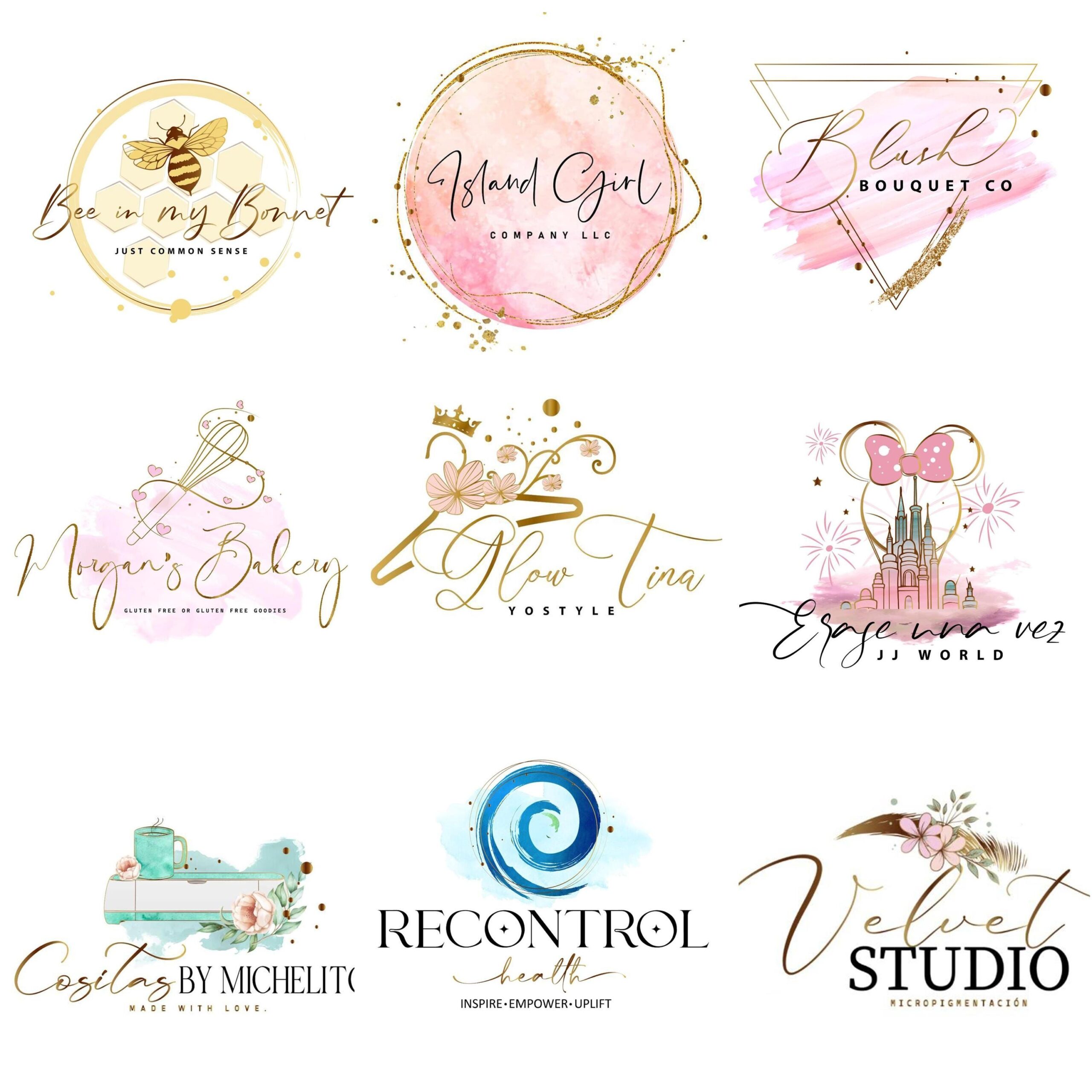 Création de logo personnalisé |  Logo aquarelle | Logo de marque féminin | Logo de petite entreprise | Logo de la boutique Etsy | Logo de la boutique | Logo floral