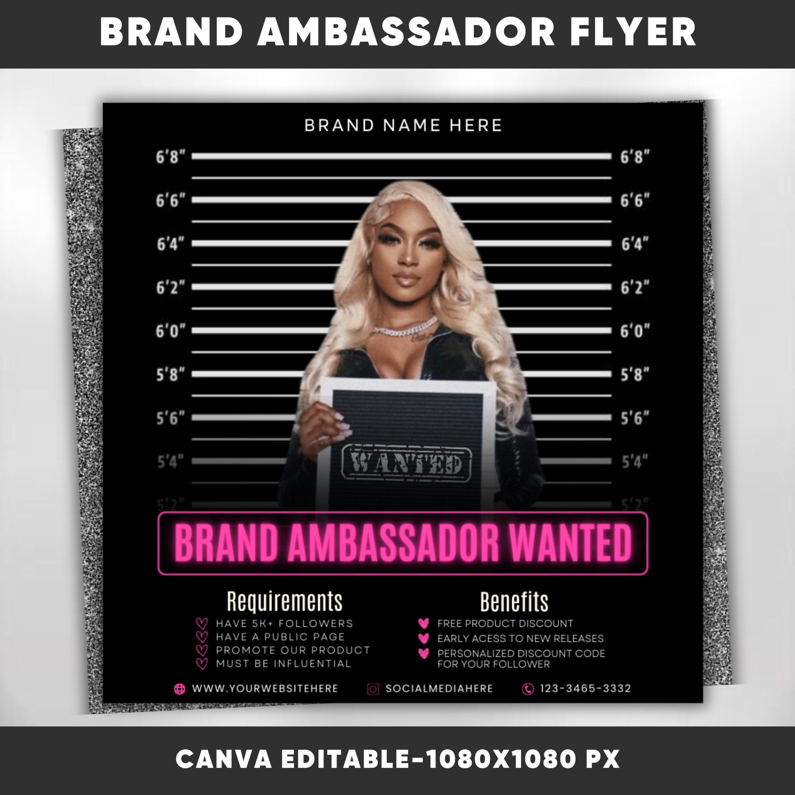 Modèle de Flyer Ambassadeur, Modèle de Flyer ambassadeur de la marque, Flyer pour les réseaux sociaux, Ambassadeur des cils, Ambassadeur du maquillage, Flyer maquillage