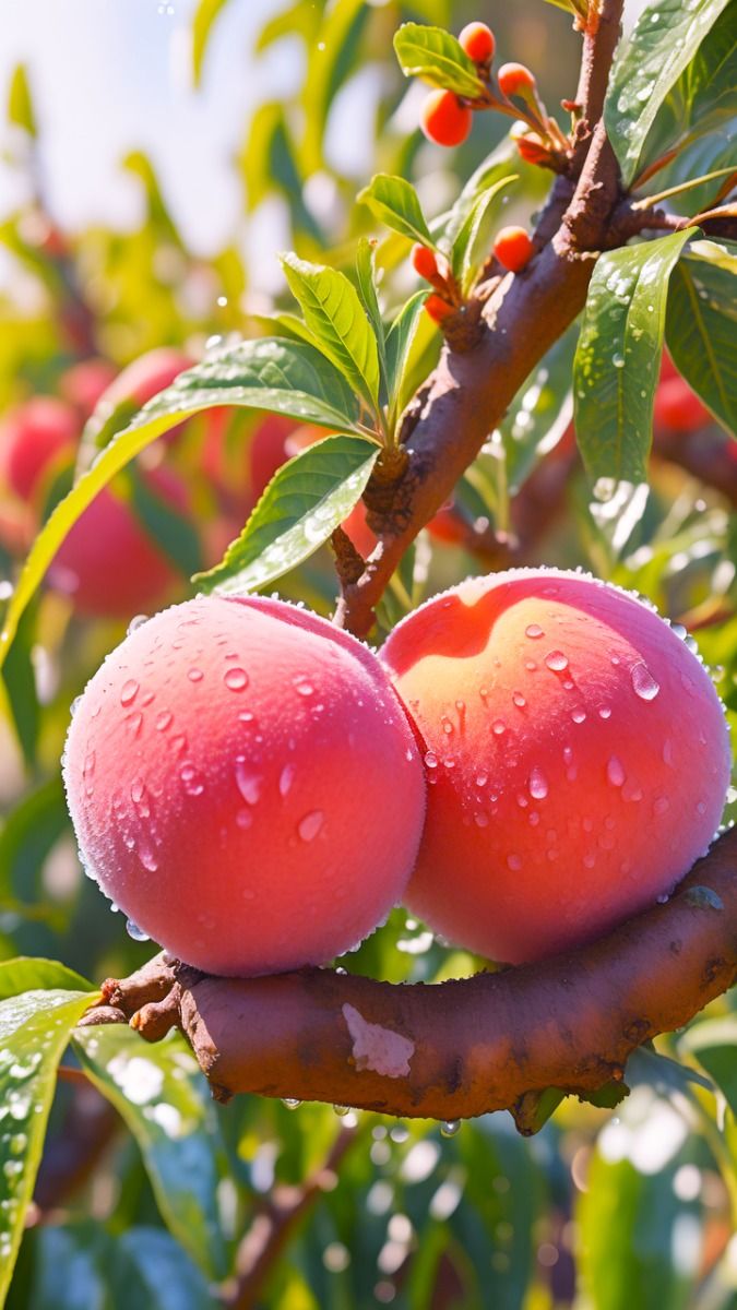 Peaches on the tree