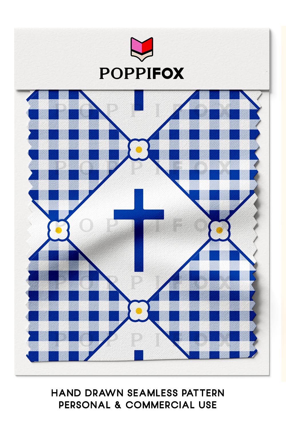 Gingham Diamond Cross Navy Christian Seamless Pattern – Scalable Fabric Design – Digital Download