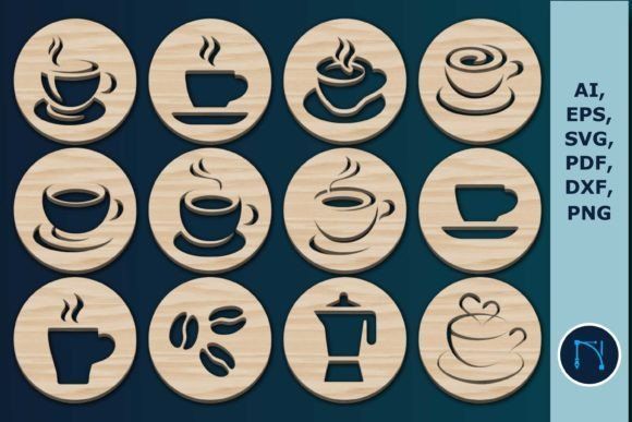 Laser-cut Tea/coffee Coasters Bundle SVG Graphic by NGISED
