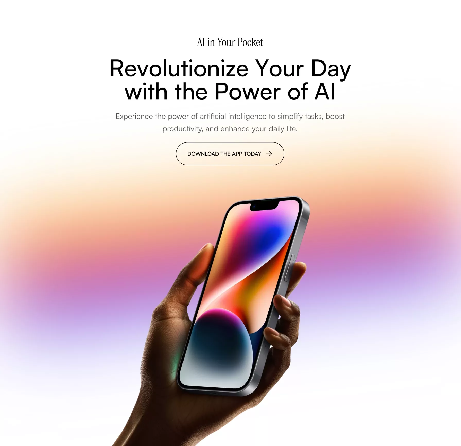 Clean website design hero with iPhone mockup Framer template
