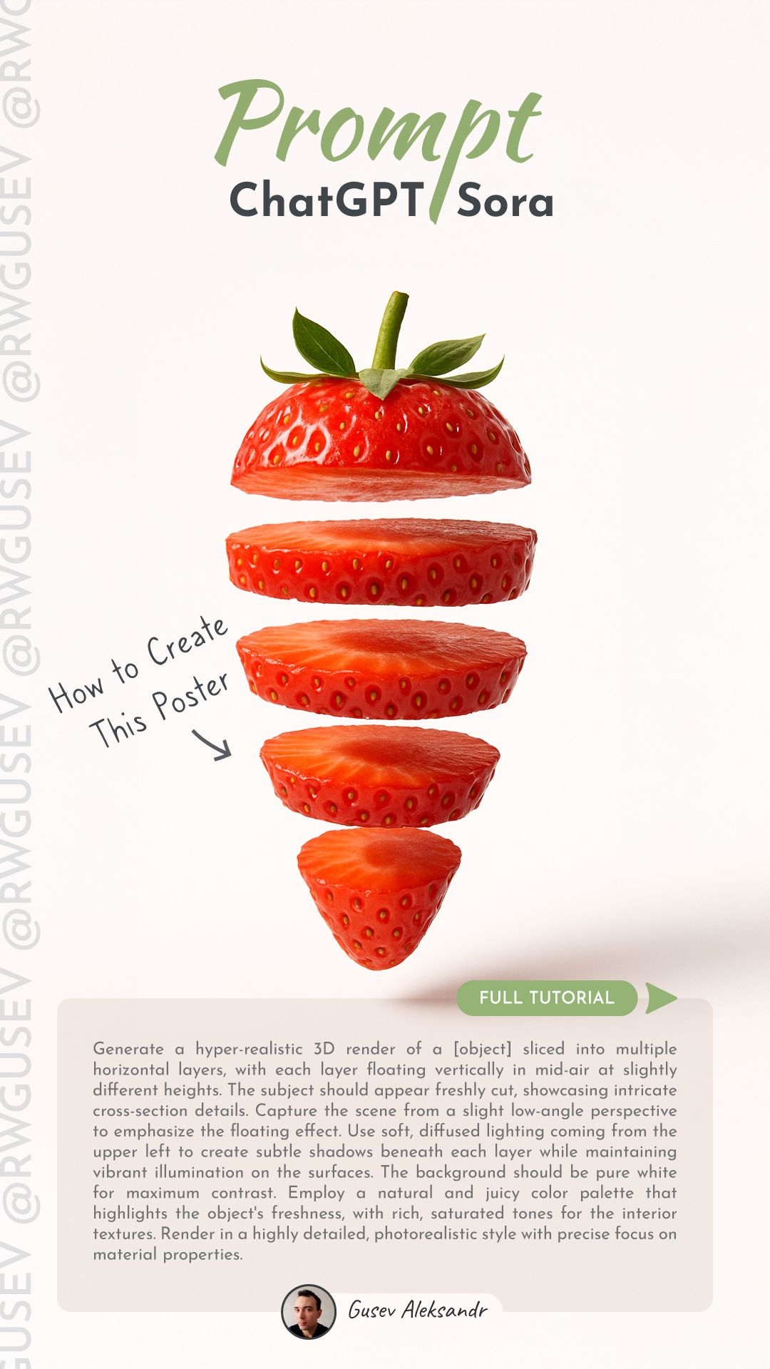 ChatGPT & Sora Prompt: Sliced Fruit, Veggie, or Object