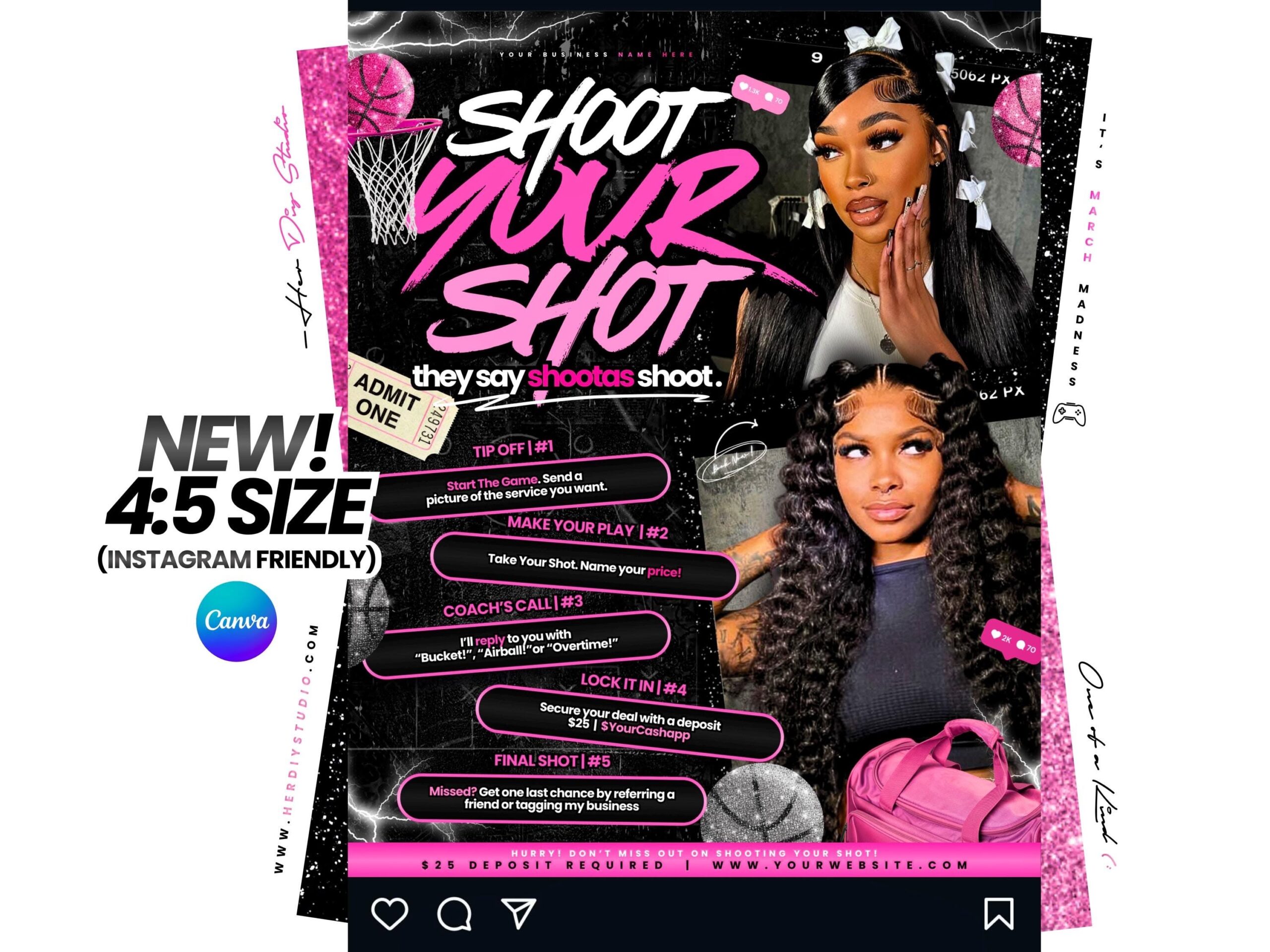 March Bookings Game Canva Flyer – March Madness, Spring Break, St. Patrick’s Day