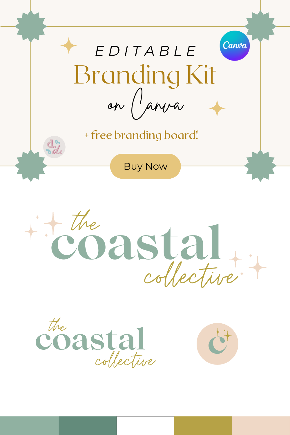 Boho Branding Kit Canva Template DIY Logo Neutral Editable Design Coastal Aesthetic Pastel Profile