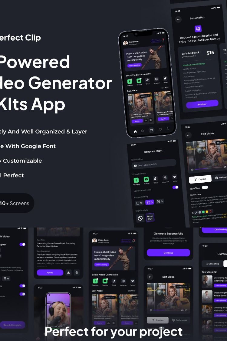 Perfect Clip –  AI Powered Video Generator UI KIts App