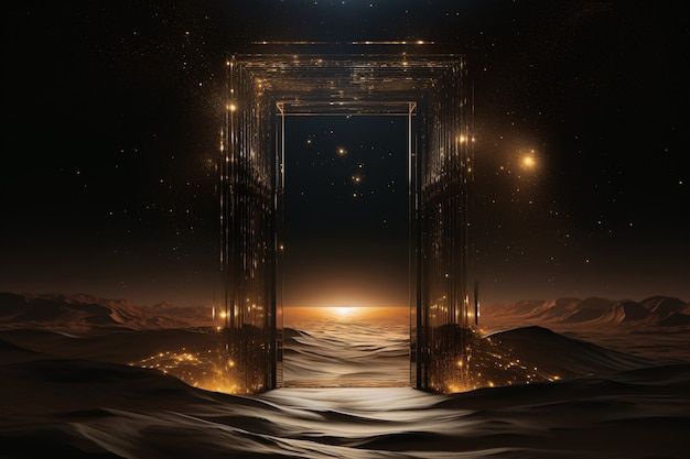 Fantasy style gateway or portal with desert landscape | AI-generated image