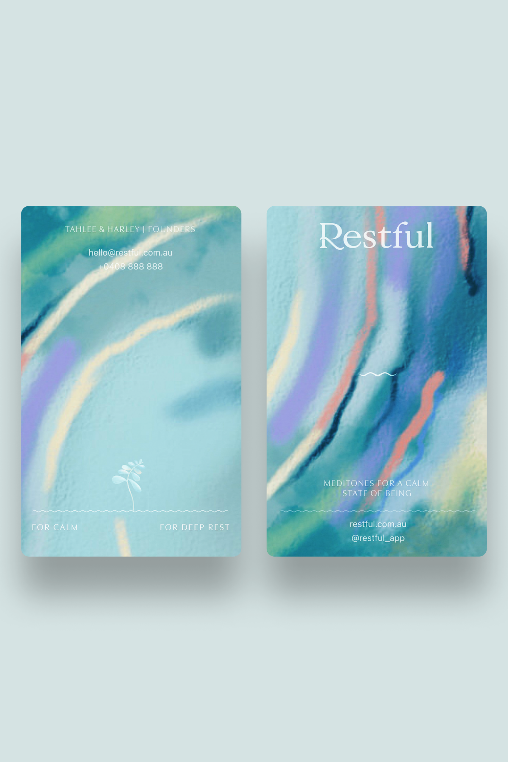 Dark green, bold, clean business card design for Restful App by Jo ChunYan