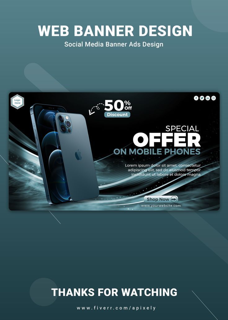 Professional website, eCommerce, mobile banner post, tech ad design