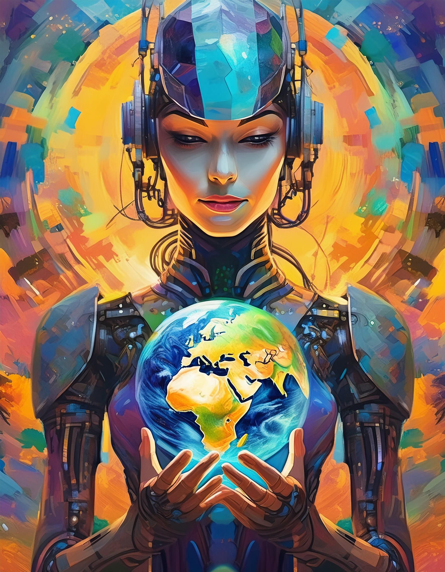 AI Generated Robot with a Globe #3