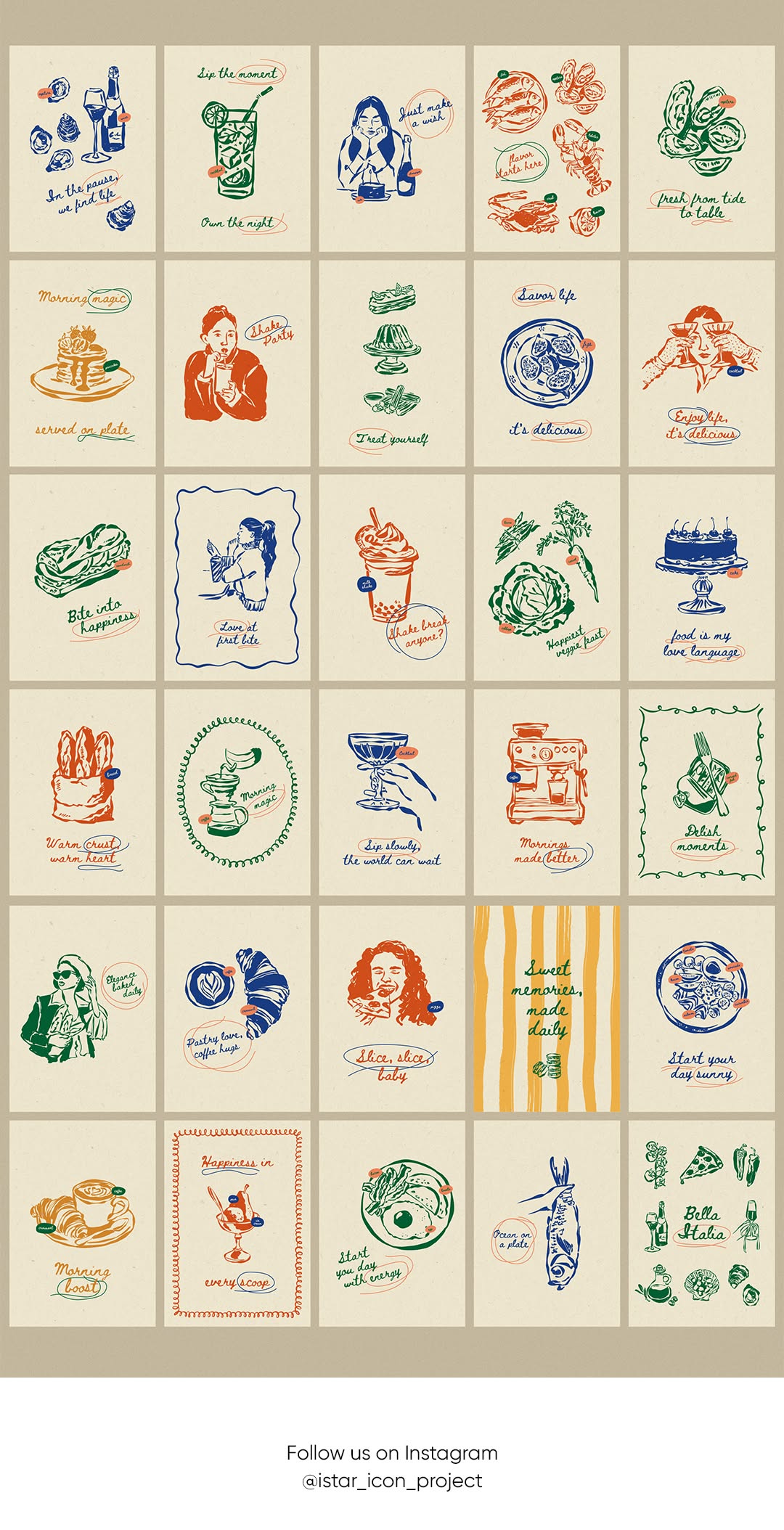 La Dolce Vita | Food and beverage doodles | Artworks | Prints | Trendy Posters