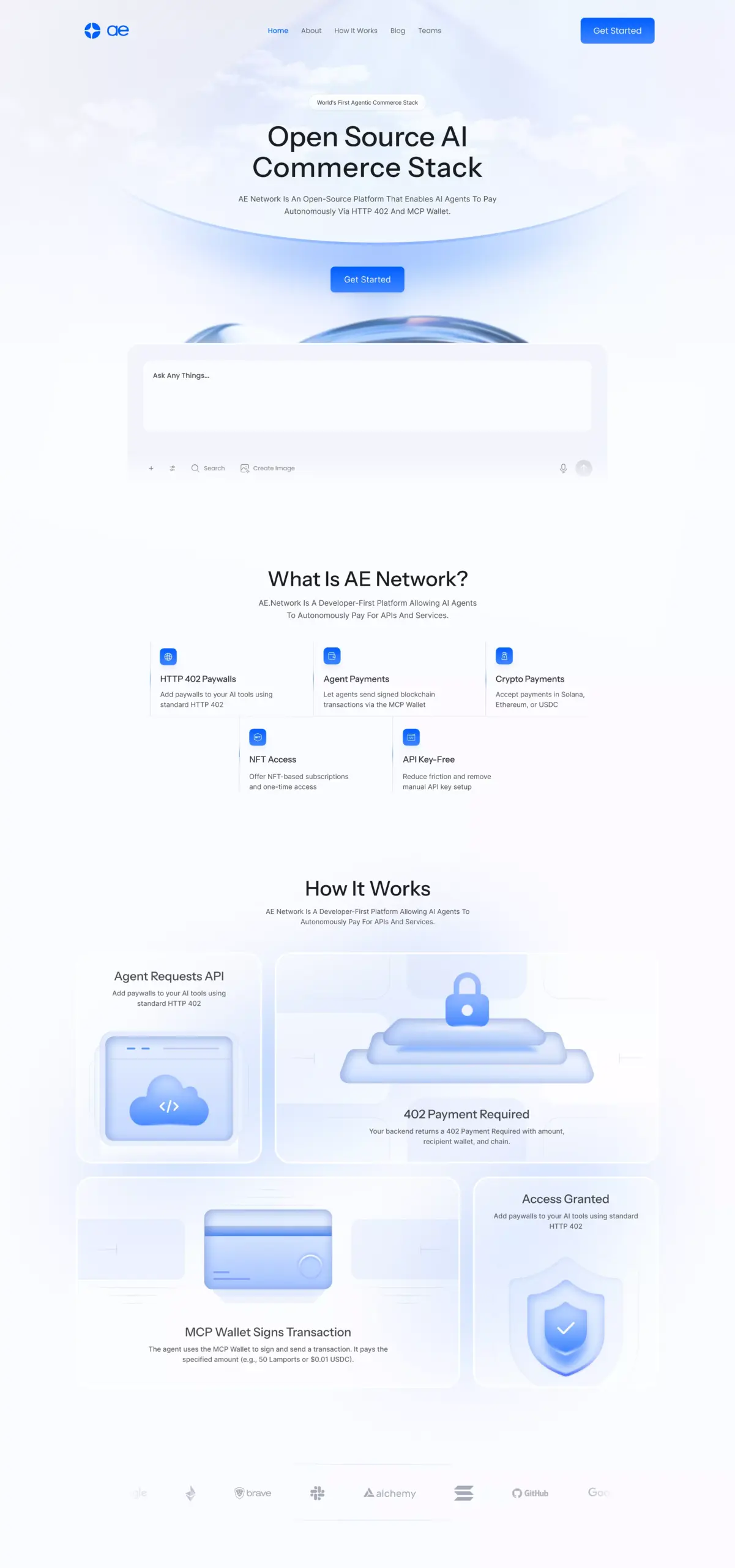 Decentralized AI Agent Payments UI Website Design