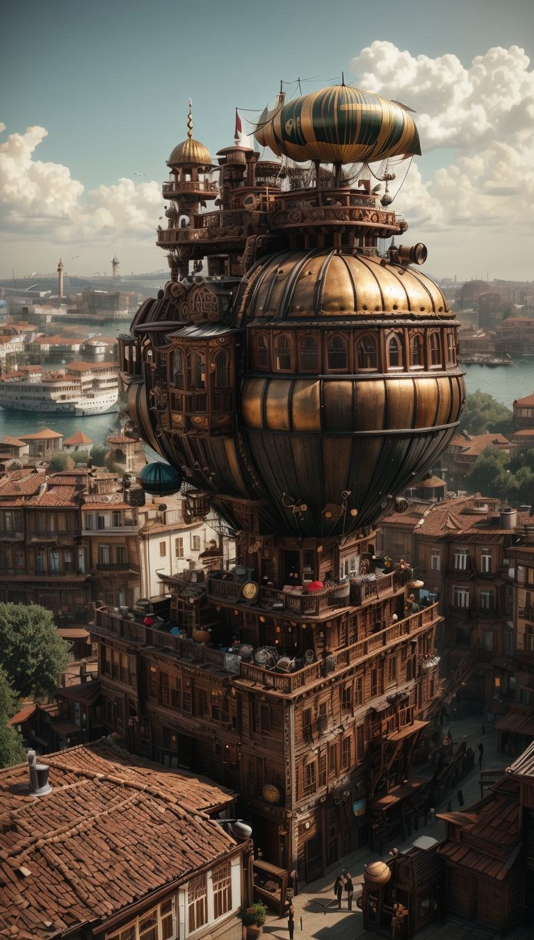 Cityscapes and Steampunk Dreams: A Digital Balloon Adventure