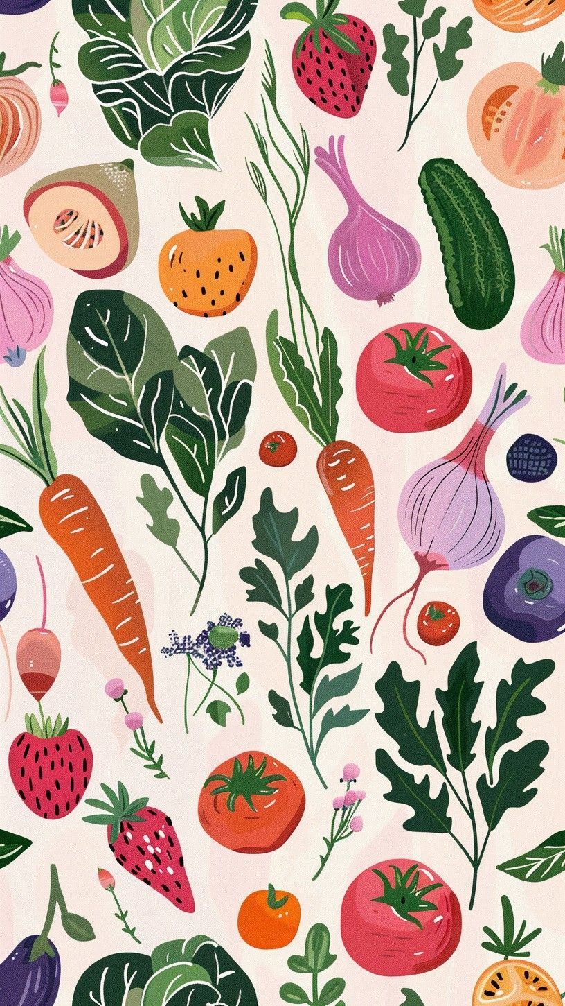 spring vegetable harvest phone background pattern #dailydigitalplanner