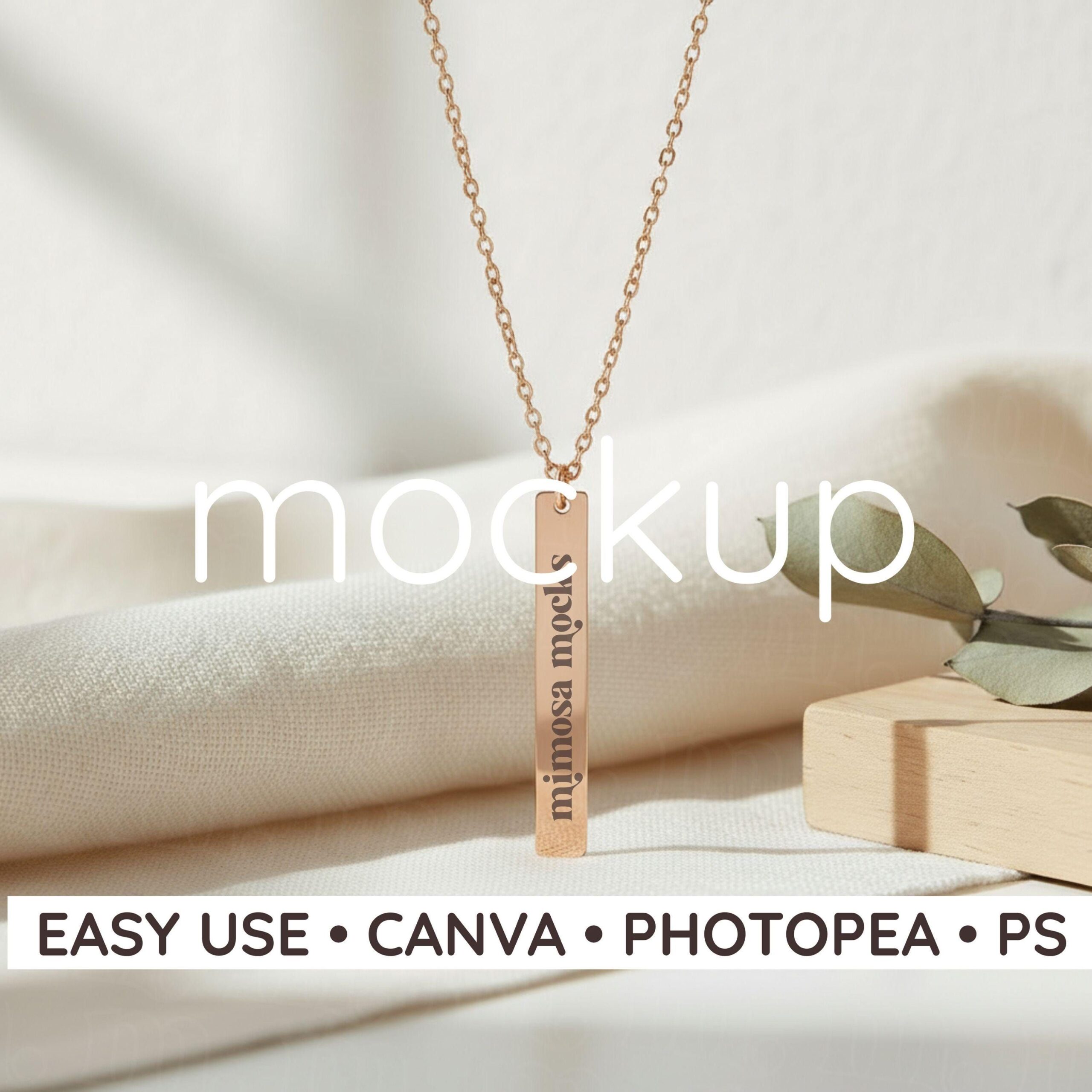 Maquette de collier barre verticale | Maquette de pendentif rectangle