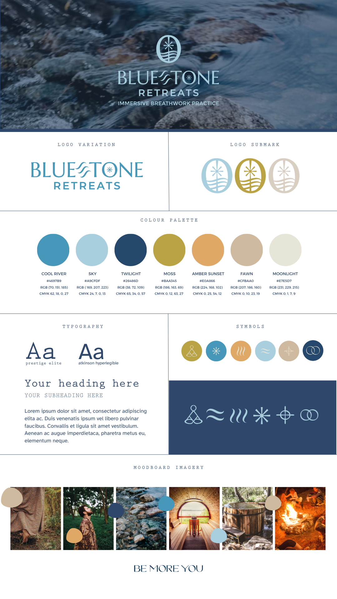Brand Moodboard and style Identity Design for Breathwork & Yoga Retreat